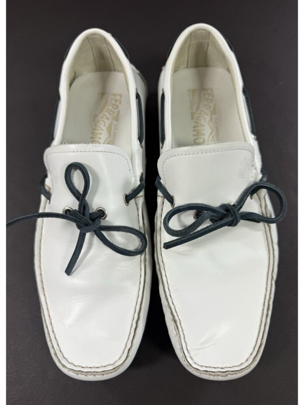 Salvatore Ferragamo Mens Boat Deck Loafers Size 7.5 EE Wide Slip On Shoes Italy